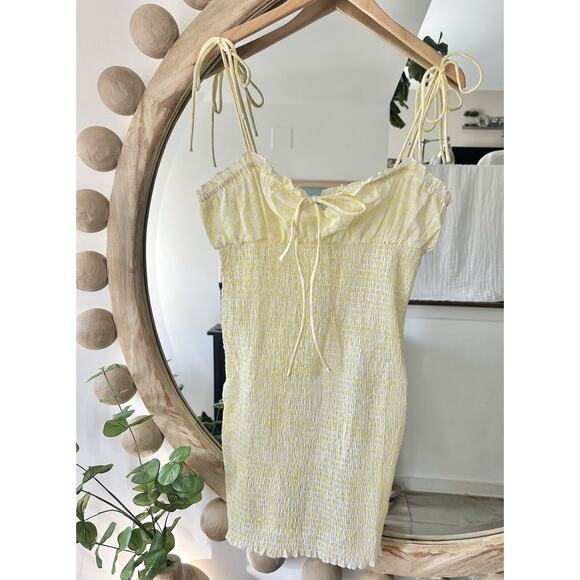 NWT Princess Polly Size 10 Korina Yellow Smocked Mini Dress Milkmaid - Picture 5 of 6